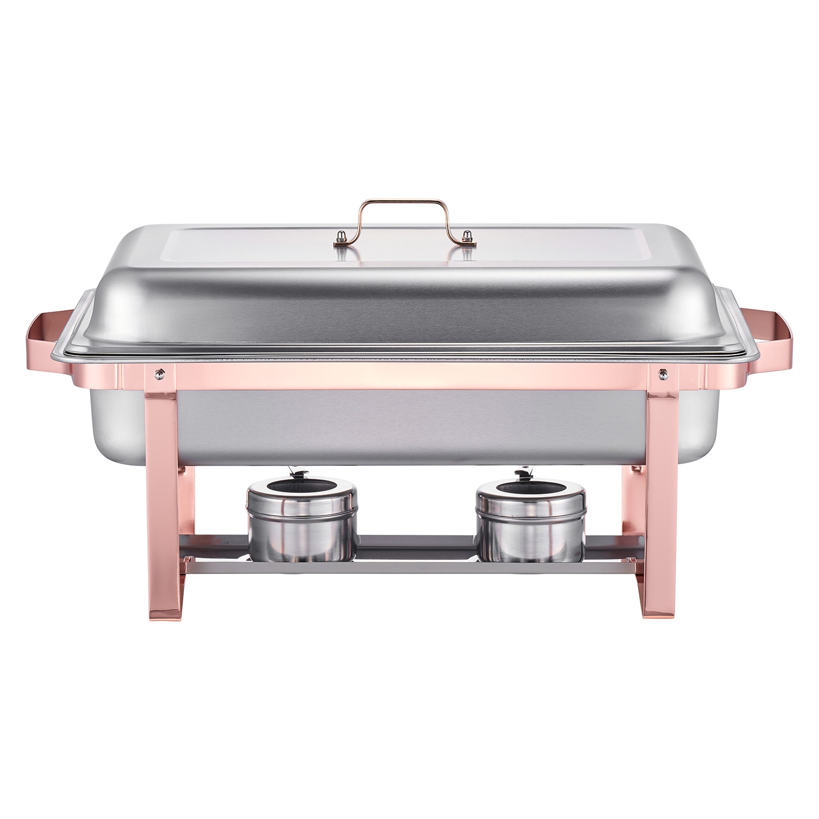 8 Qt 2 Pack Rectangle Chafing Dish Buffet Set Full Size Pan Stainless Steel_voghion.com